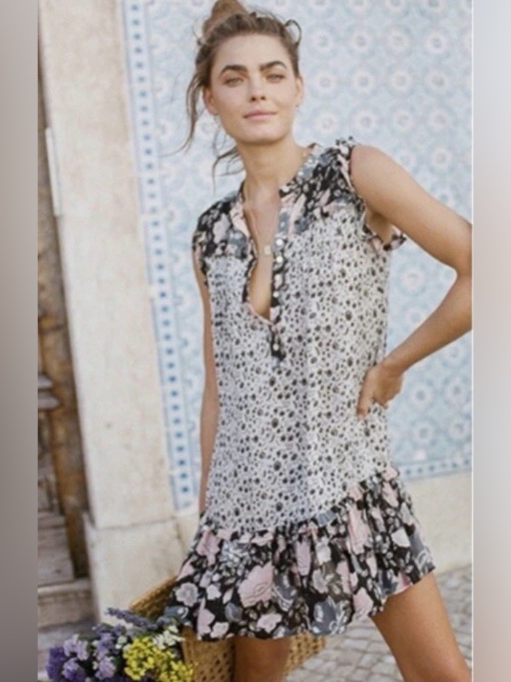 Spell & The Gypsy Collective Winona Tunic Dress Coal Floral Mini XS GUC